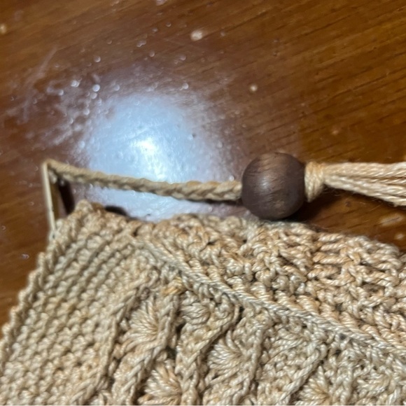 Japanese Tan Tightly Crocheted Clutch Beach Vacation Coastal Grandma Boho Pretty - Picture 3 of 7